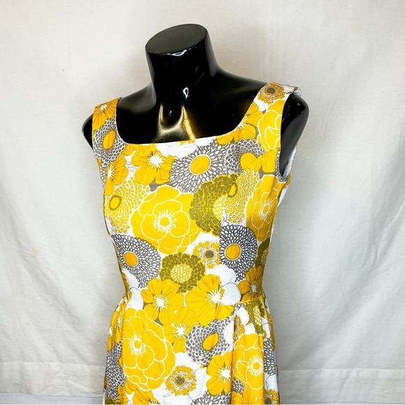 VINTAGE BEAUTY Floral Yellow and White Sleeveless Dress - Picture 2 of 16